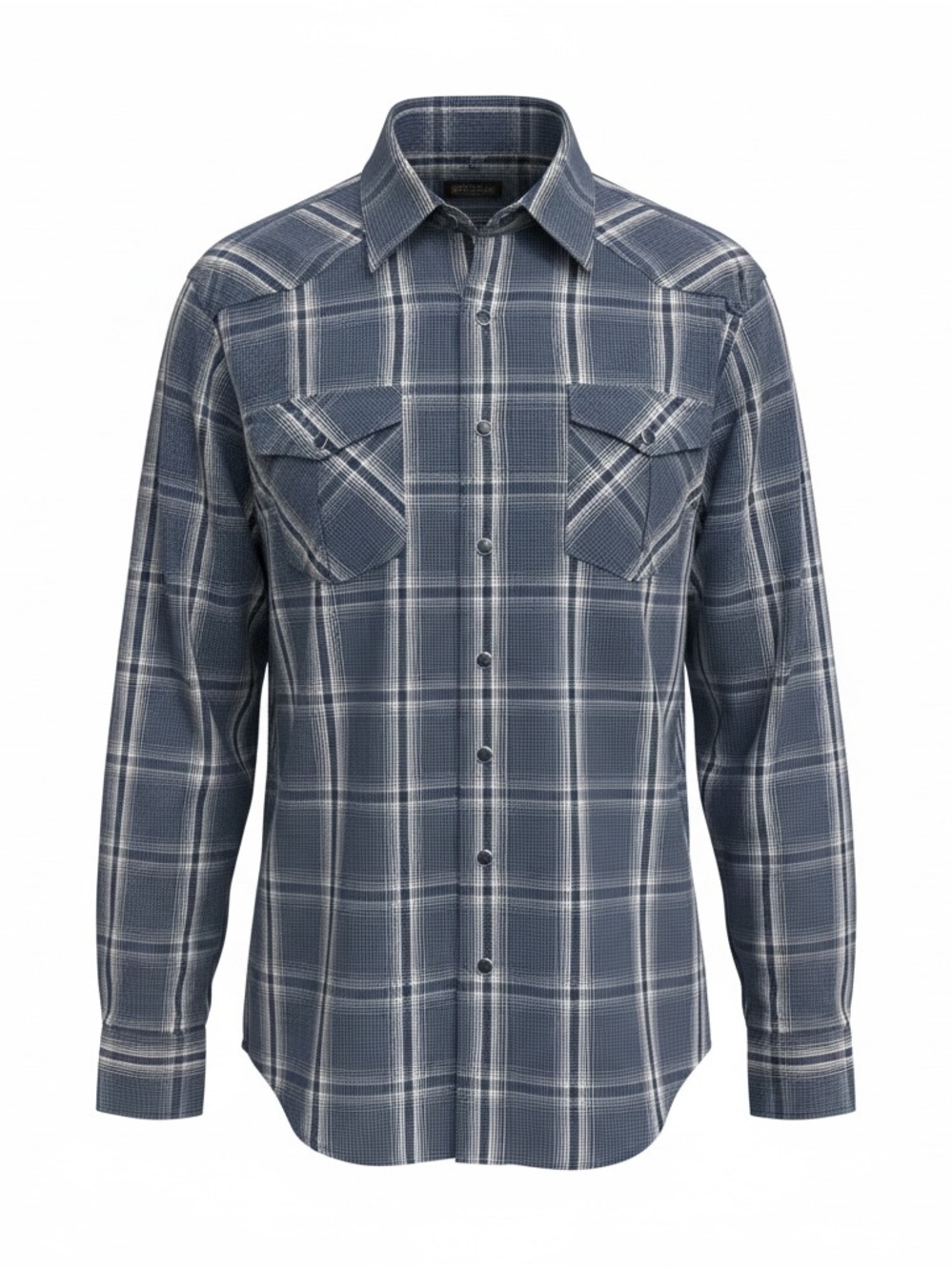 Top Grade SQ Western Plaid Shirt Men's Large Blue Snap‎ Button Long Sleeve EUC